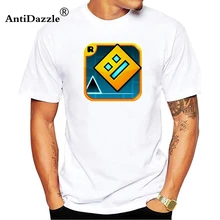 Antideslumbrante Brand New Verão Geometria Traço Jogo Logo T-shirt 100% Algodão mangas curtas t camisas(China)