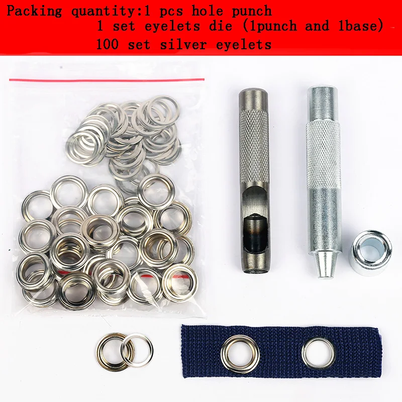 100set 4mm-20mm Metal Silver eyelets and Eyelet Punch Die Tool Set for Leather Craft Clothing Grommet Banner manual accessories
100set 4mm-20mm Metal Silver eyelets and Eyelet Punch Die Tool Set for Leather Craft Clothing Grommet Banner manual accessories
