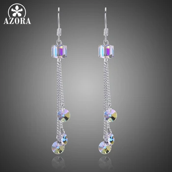 AZORA Color Change Raindrop Austrian Crystal Dangle Earrings Fashionable Korean Long White Gold Color Jewelry Accessories TE0344
AZORA Color Change Raindrop Austrian Crystal Dangle Earrings Fashionable Korean Long White Gold Color Jewelry Accessories TE0344