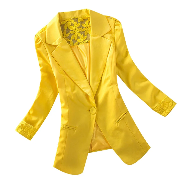 Women Fashion Hollow Out Blazer For Woman Slim Fit Lace Floral Blazer Female Black White Pink Yellow Short Suit Jacket Mujer
Women Fashion Hollow Out Blazer For Woman Slim Fit Lace Floral Blazer Female Black White Pink Yellow Short Suit Jacket Mujer