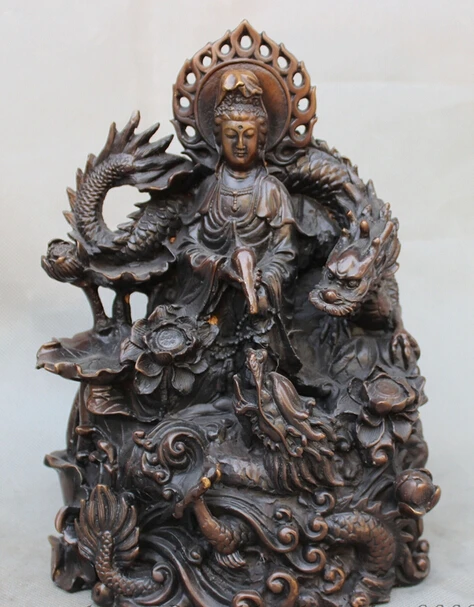 xiuli 003061 10" Chinese Pure Bronze Fly Dragon Lotus Pot Kwan-yin GuanYin Goddess Statue
xiuli 003061 10" Chinese Pure Bronze Fly Dragon Lotus Pot Kwan-yin GuanYin Goddess Statue