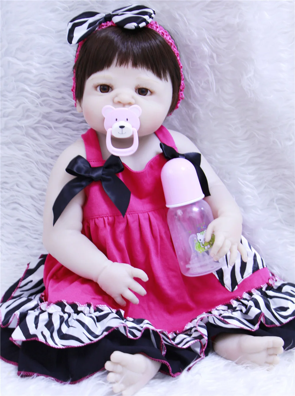 57cm 23inch Reborn FULL Silicone Baby Doll Toy Vinyl realistic white skin cute princess Birthday Xmas Gift Play House Bonecas | Игрушки и