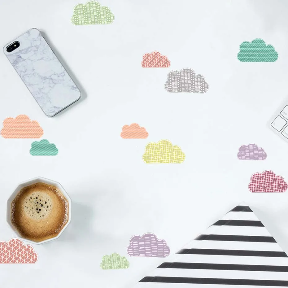 Colorful DIY Cloud Decals Wall Art Mural For Kid Nursery Bedroom Home Decor Vinyl Wall Sticker Removable Wallpaper Self Adhesive (4)