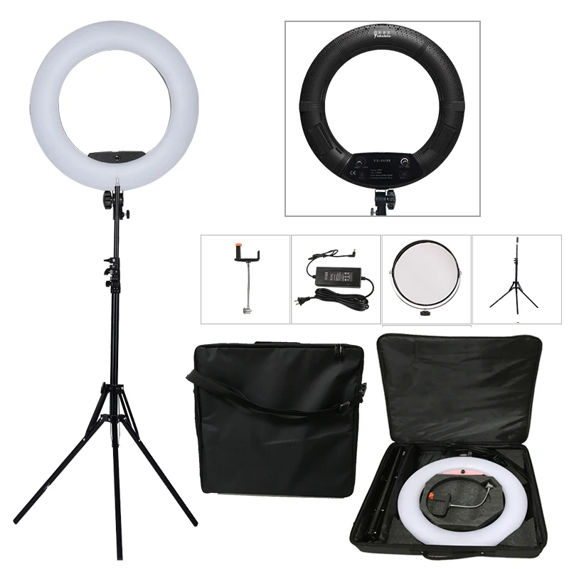 

Yidoblo FS-480II 2 Colors adjust Camera Photo/Studio/Phone/Video 18"48W 480 LED Ring Light LED Lamp+ 2M tripod +Soft bag