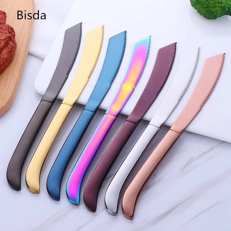 Stainless Steel Rainbow Steak Knife Sharp Table Knives Set Restaurant Cutlery Dinner Knife Black Steak Knives in dinnerware set
Stainless Steel Rainbow Steak Knife Sharp Table Knives Set Restaurant Cutlery Dinner Knife Black Steak Knives in dinnerware set