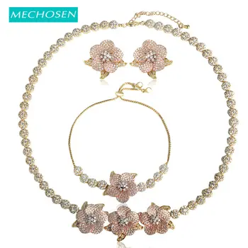 MECHOSEN Exquisite Pretty Flower Necklace Earrings Bracelet Jewelry Sets 3 Tones Brass Romantic Wedding Dress Sets sieraden aros
MECHOSEN Exquisite Pretty Flower Necklace Earrings Bracelet Jewelry Sets 3 Tones Brass Romantic Wedding Dress Sets sieraden aros