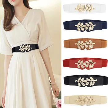 Elastic Band Stretch Waist Belt For Women Dress Jeans Wild Decor Delicate Gold Leaf Shaped Buckle Solid Color Waistband Women
Elastic Band Stretch Waist Belt For Women Dress Jeans Wild Decor Delicate Gold Leaf Shaped Buckle Solid Color Waistband Women