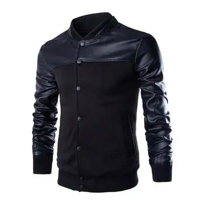2018 New style Men Fashion Single Breasted Jacket Men Patchwork PU Leather Design Hoodies Sportswear men Baseball Outwear Hoodie
2018 New style Men Fashion Single Breasted Jacket Men Patchwork PU Leather Design Hoodies Sportswear men Baseball Outwear Hoodie