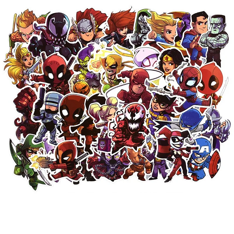 50pcs/lot Super Heroes Stickers MARVEL DC Cute Graffiti Waterproof Sticker For Skateboard Luggage Laptop Notebook Guitar Car
50pcs/lot Super Heroes Stickers MARVEL DC Cute Graffiti Waterproof Sticker For Skateboard Luggage Laptop Notebook Guitar Car