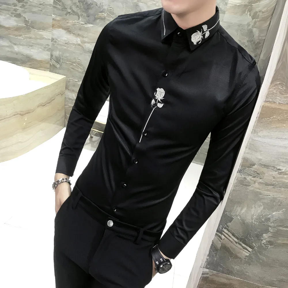 High Quality Shirt Men Brand New Slim Fit Embroidery Mens Casual Shirts Streetwear Long Sleeve Men Shirt Night Club Party Tuxedo
High Quality Shirt Men Brand New Slim Fit Embroidery Mens Casual Shirts Streetwear Long Sleeve Men Shirt Night Club Party Tuxedo