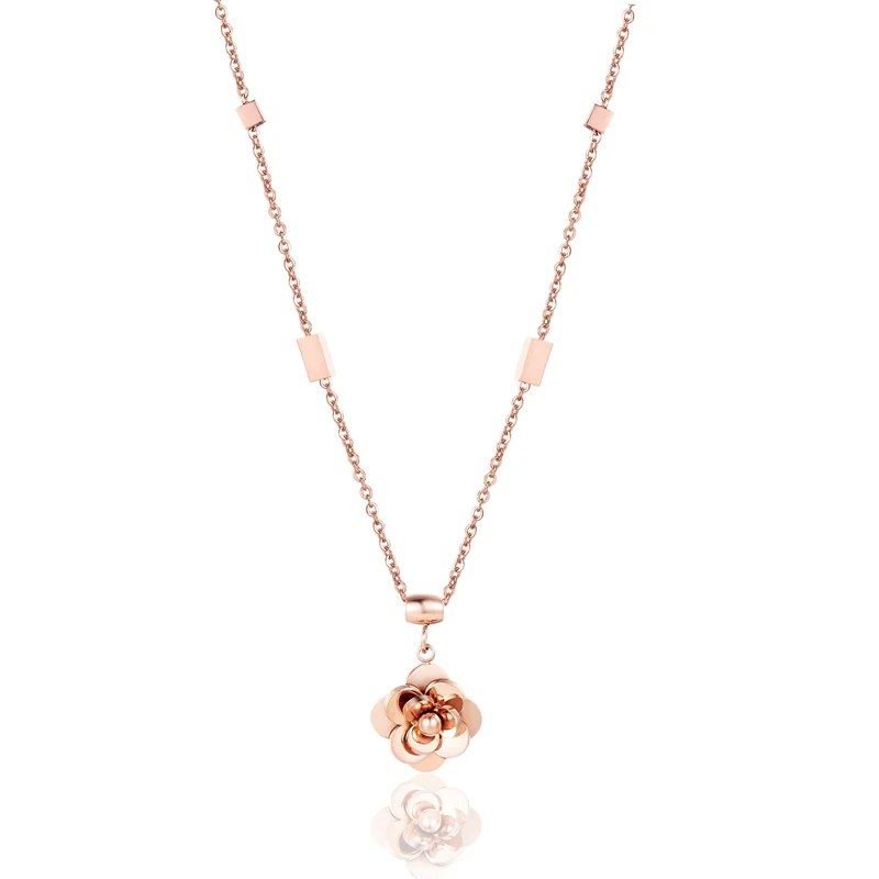 Hot Classic Beautiful Bloom Flower Pendant Necklace Top Quality Stainless Steel Rose Gold Color Brand Necklace Jewelry For Women
Hot Classic Beautiful Bloom Flower Pendant Necklace Top Quality Stainless Steel Rose Gold Color Brand Necklace Jewelry For Women