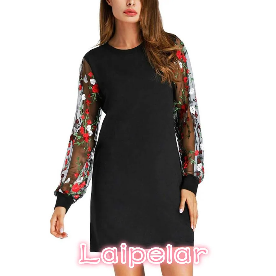 Women Botanical Embroidered Mesh Sleeve Longline Pullover Elegant Black Long Sleeve Lantern sleeve dress drop shipping Jan 18
Women Botanical Embroidered Mesh Sleeve Longline Pullover Elegant Black Long Sleeve Lantern sleeve dress drop shipping Jan 18