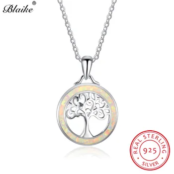 Blaike Vivid White Fire Opal Circle & Life Tree Pendants Solid S925 Sterling Silver Hollow Birthstone Clavicle Necklace Women
Blaike Vivid White Fire Opal Circle & Life Tree Pendants Solid S925 Sterling Silver Hollow Birthstone Clavicle Necklace Women