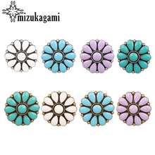 CONCHO Rodada Da Liga do Zinco Esmalte Daisy Flores Encantos Pingentes de Prata Dourada Botões Decorativos 3 pçs/lote 30MM Para DIY Acessórios(China)