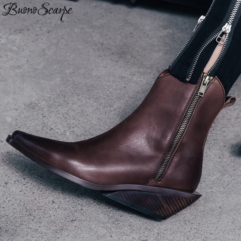 Buono Scarpe Retro Women Boots Zipper Ankle Boots Genuine Leather Booties Strange Med Heels Short Botas Mujer Ladies Shoes 2019
Buono Scarpe Retro Women Boots Zipper Ankle Boots Genuine Leather Booties Strange Med Heels Short Botas Mujer Ladies Shoes 2019