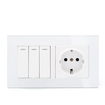 146 German Wall socket European standard socket 3 gang 3 way EU switch Toughened glass panel
146 German Wall socket European standard socket 3 gang 3 way EU switch Toughened glass panel