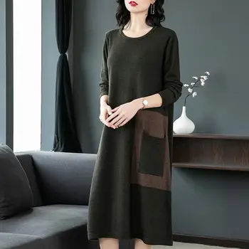 2019 Autumn Winter Women Oversize Loose Soft Cashmere Knitted Sweater Dress Female Patchwork Jumper Tricot Pullover Dress K84
2019 Autumn Winter Women Oversize Loose Soft Cashmere Knitted Sweater Dress Female Patchwork Jumper Tricot Pullover Dress K84