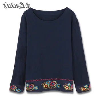 LycheeGirls Chinese Style Spring Autumn Women Blouse Floral Embroidery Nine Quarter Sleeve Casual Loose Shirt Tops 
LycheeGirls Chinese Style Spring Autumn Women Blouse Floral Embroidery Nine Quarter Sleeve Casual Loose Shirt Tops