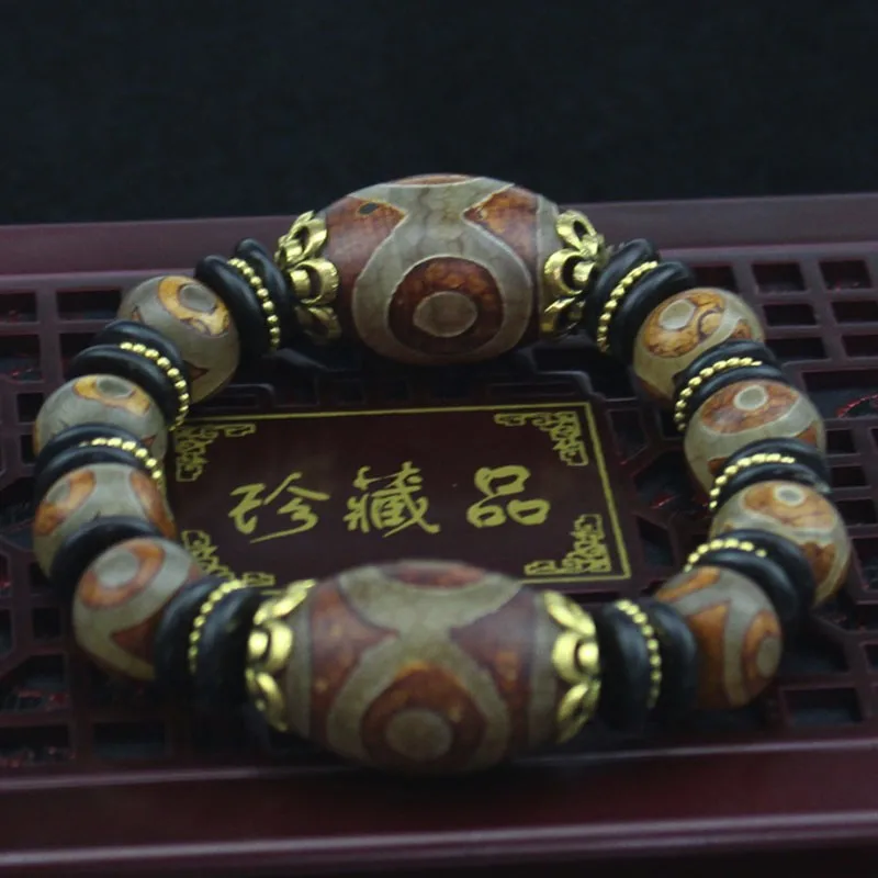 KYSZDL из натурального тибетского старый Агат Бусины дзи браслет Для мужчин камень