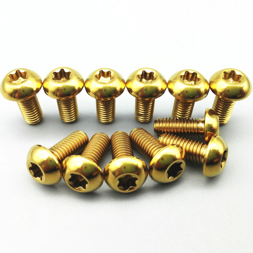 M5 Titanium bolts M5x12 Bottle Bracket Torx Truss Headed Gold/ Multiple/ Ti Color titanium screw Ti fastener Pack of 12pcs
M5 Titanium bolts M5x12 Bottle Bracket Torx Truss Headed Gold/ Multiple/ Ti Color titanium screw Ti fastener Pack of 12pcs