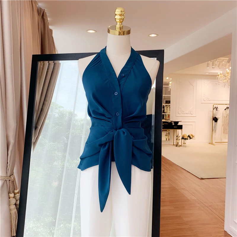 HIGH QUALITY Newest 2019 Fashion Runway Designer Tops Women's Halter Neck Backless Lacing Bow Blouse TOP
HIGH QUALITY Newest 2019 Fashion Runway Designer Tops Women's Halter Neck Backless Lacing Bow Blouse TOP