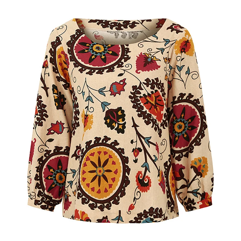 2019 New Arrival Cotton Linen T-shirts for Women Boho Holiday Floral Print O-neck Long Sleeve Loose Casual Female Tee Tops
2019 New Arrival Cotton Linen T-shirts for Women Boho Holiday Floral Print O-neck Long Sleeve Loose Casual Female Tee Tops