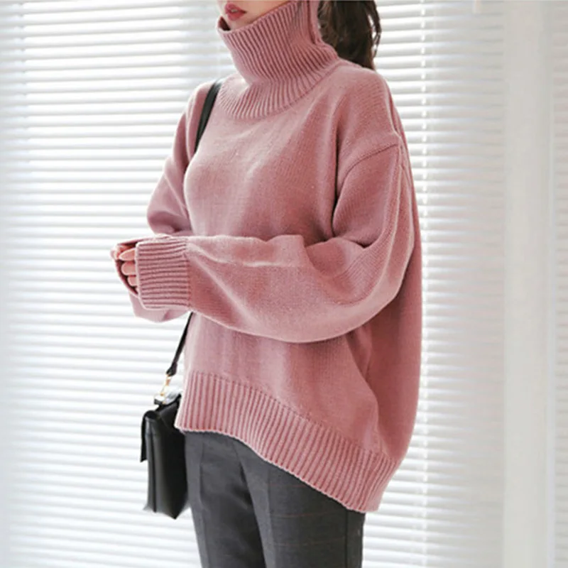 Fashion WarmTurtleneck Loose Knitted Sweater Women Casual Thick Knitting Pullovers Winter Long Sleeve Jumpers 2018 high quality
Fashion WarmTurtleneck Loose Knitted Sweater Women Casual Thick Knitting Pullovers Winter Long Sleeve Jumpers 2018 high quality