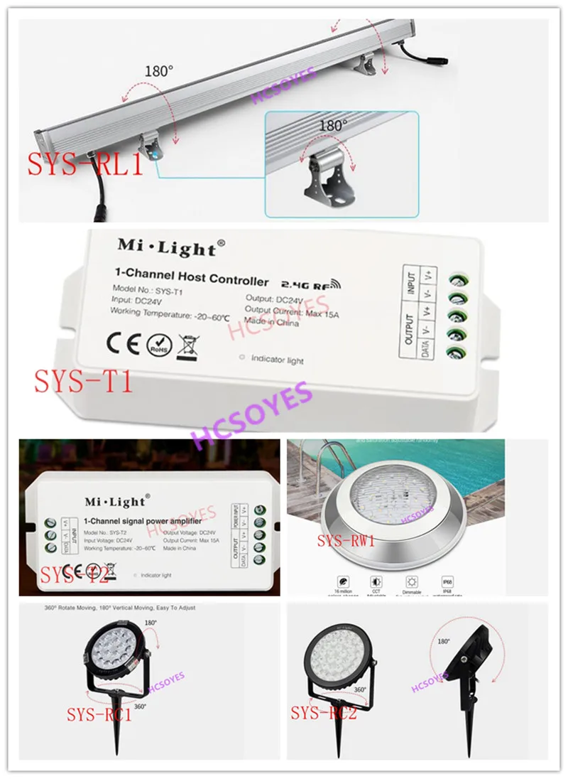 Mi Light SYS-T1/SYS-T2/SYS-RL1/SYS-RW1/SYS-RC1/SYS-RC2 1-Channel Host Controller signal power amplifier LED Wall Washer Light
Mi Light SYS-T1/SYS-T2/SYS-RL1/SYS-RW1/SYS-RC1/SYS-RC2 1-Channel Host Controller signal power amplifier LED Wall Washer Light