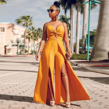 Spaghetti Strap Sexy Summer Jumpsuit Women High Waist Body Suit Solid Elegant High Split Wide Leg Jumpsuit
Spaghetti Strap Sexy Summer Jumpsuit Women High Waist Body Suit Solid Elegant High Split Wide Leg Jumpsuit
