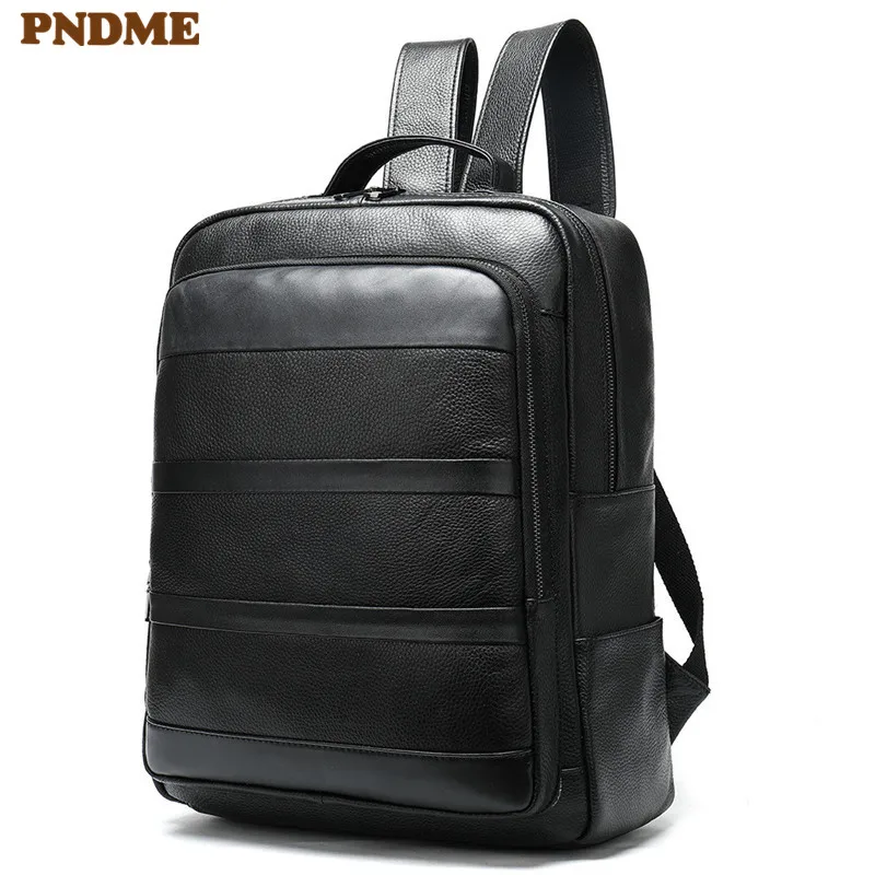 PNDME casual simple genuine leather men's backpack soft top layer cowhide laptop bagpack daily travel waterproof black bookbag
PNDME casual simple genuine leather men's backpack soft top layer cowhide laptop bagpack daily travel waterproof black bookbag