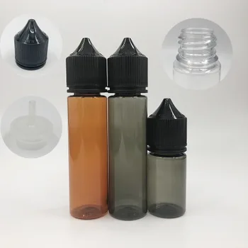2oz Transparent Black Empty Squeezable Dropper Dropping Liquid Bottles, E Liquid Squeezable Empty Chubby Bottle Juice with caps