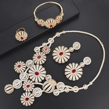 missvikki Nigerian Woman Wedding African Beads Jewelry Set African Dubai Round Pendant Romantic Bangle Earrings Necklace Ring
missvikki Nigerian Woman Wedding African Beads Jewelry Set African Dubai Round Pendant Romantic Bangle Earrings Necklace Ring