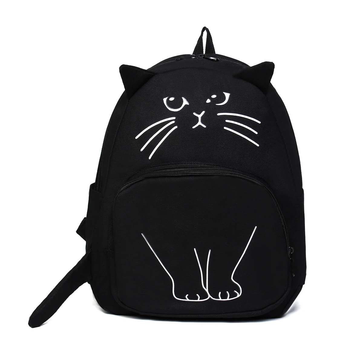 Женский холщовый рюкзак Osmond черный школьный с 3D принтом в виде кота для девочек
