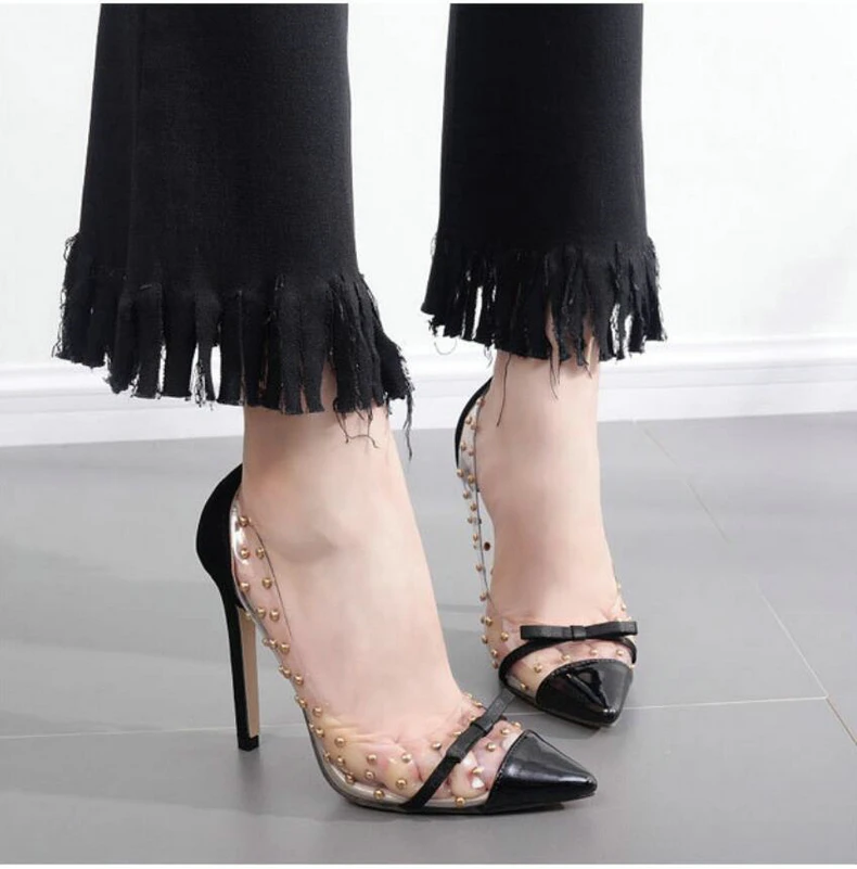 Women's Pumps Shoes Party Thin Heel Lady Wedding Shoes Women Sexy High Heels Nightclub Rivets Sexy Women Pumps High Heels Size 9 (1)