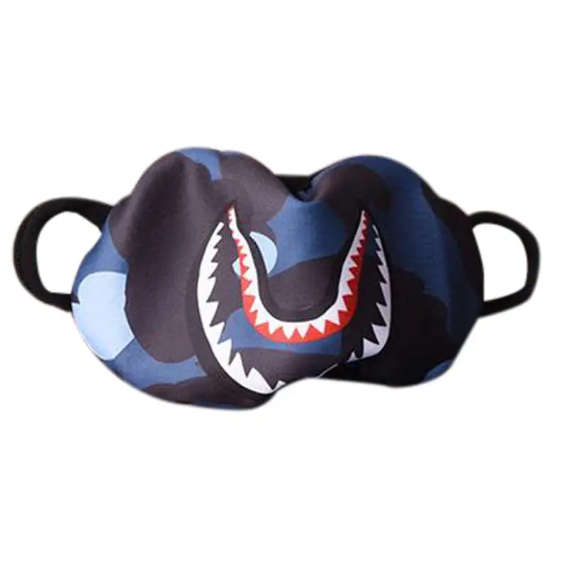 

Women Men Hip Hop Trendy Half Face Mouth Mask Shark Colorful Camouflage Earloop Elastic Anti-Dust Kpop Muffle Protective Cover
