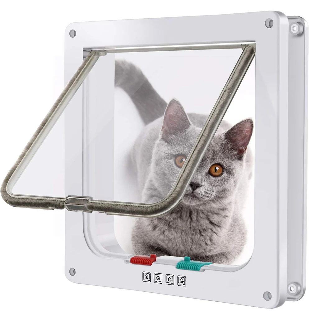 4 Way Lockable Security Cat Flap Door Plastic Magnetic Pet Interior Doors Pet Gate Door Kit For Small Cats Kitten Dog 
4 Way Lockable Security Cat Flap Door Plastic Magnetic Pet Interior Doors Pet Gate Door Kit For Small Cats Kitten Dog