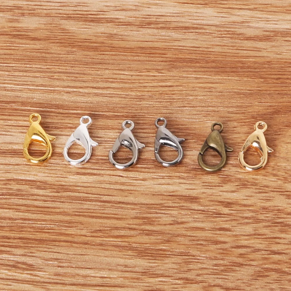 

Fashion 12mm 100pcs, Antique Bronze/Gold Lobster Clasp Hooks For Making Necklace Bracelet Chains DIY Jewelry Findings Components