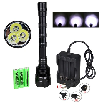 Waterproof 3800 Lumen Flashlight XM-L 3x T6 LED Torch Light 3 pcs 18650 Battery Charger with Charger for Hunting Camping
Waterproof 3800 Lumen Flashlight XM-L 3x T6 LED Torch Light 3 pcs 18650 Battery Charger with Charger for Hunting Camping