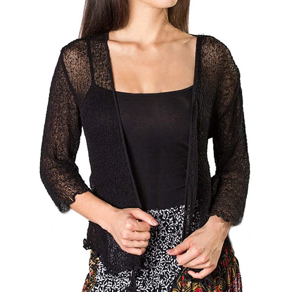 FeiTong Women blouses Sheer Shrug Cardigan Open Front 3/4 Sleeve feminine blouse Light weight Mesh Knit womens tops and blouses
FeiTong Women blouses Sheer Shrug Cardigan Open Front 3/4 Sleeve feminine blouse Light weight Mesh Knit womens tops and blouses
