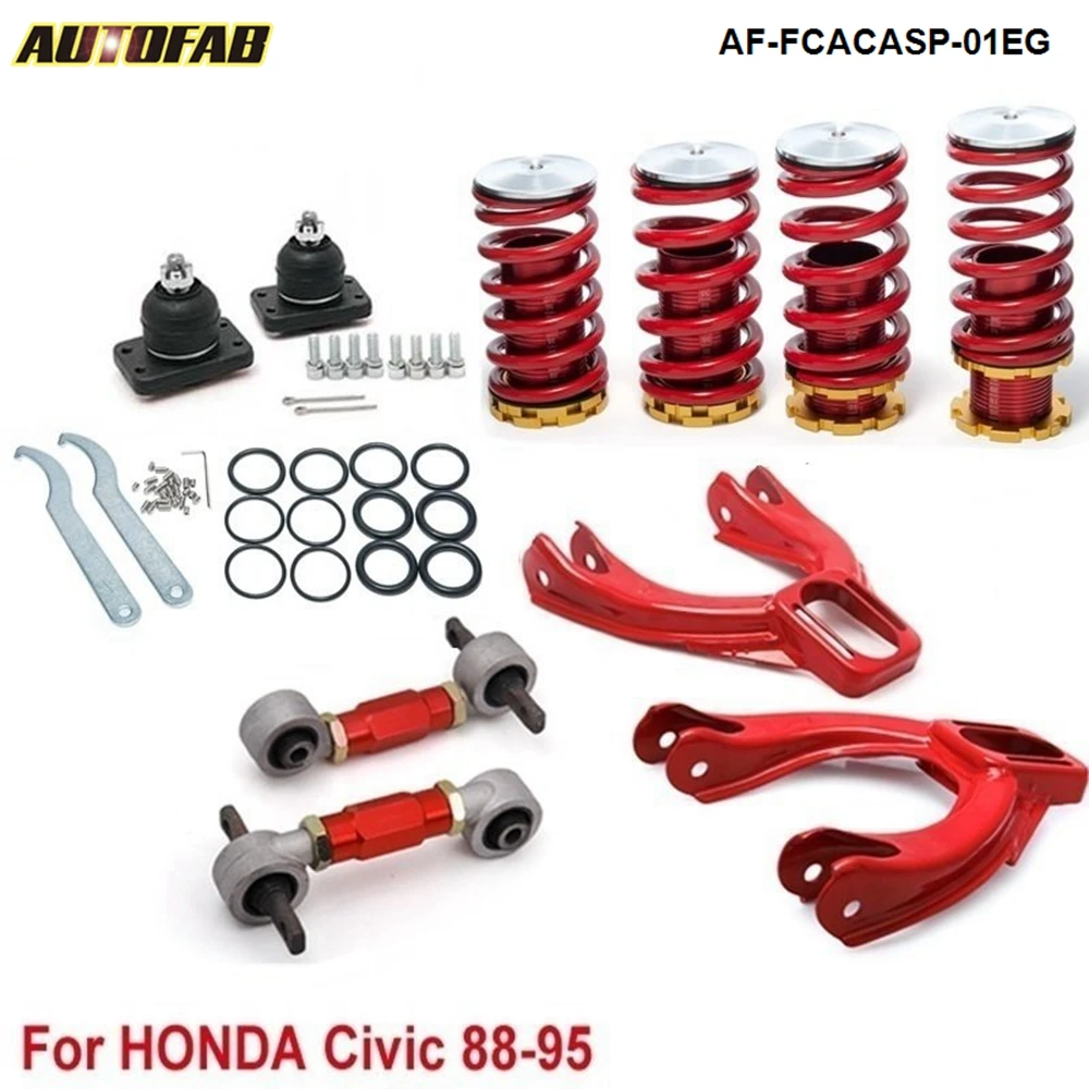 Front + Rear Camber Kit+ Lowering Coil Springs (Fits For Honda Civic 88-95) AF-FCACASP-01EG
Front + Rear Camber Kit+ Lowering Coil Springs (Fits For Honda Civic 88-95) AF-FCACASP-01EG