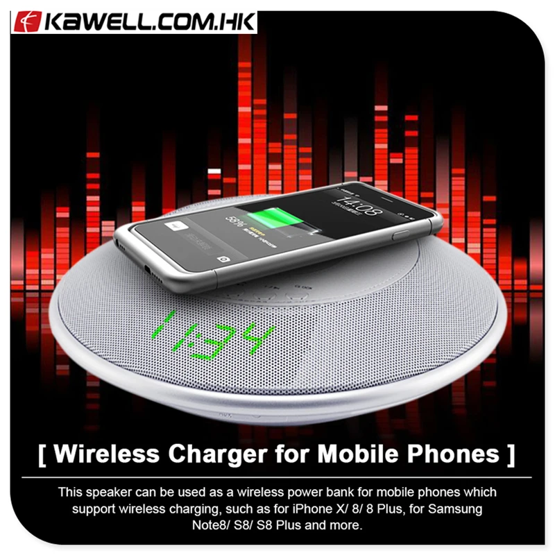 10 pcs a lot Portable Bluetooth Speaker QI Wireless Charger AUX IN Stereo Sound Speaker w/ mic Support FM NFC Time Display
10 pcs a lot Portable Bluetooth Speaker QI Wireless Charger AUX IN Stereo Sound Speaker w/ mic Support FM NFC Time Display