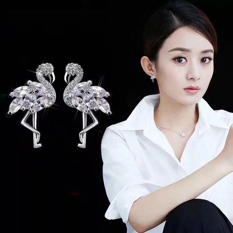 2018 New Silver CZ Zircon Flamingo Earring Cute Red-crowned Crane Animal Stud Earrings For Women Girl Fashion Jewelry
2018 New Silver CZ Zircon Flamingo Earring Cute Red-crowned Crane Animal Stud Earrings For Women Girl Fashion Jewelry