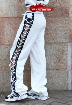 Adult joggers Black White Sweatpants side bow Costumes practice loose sexy bandage harem Hip hop dance pants
Adult joggers Black White Sweatpants side bow Costumes practice loose sexy bandage harem Hip hop dance pants