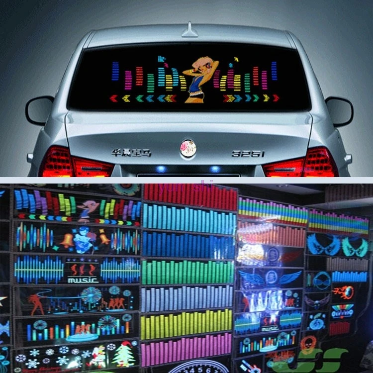 

90*25CM Car music rhythm LED decoration light Voice control lamp music lamp Sound Music Activated Equalizer Stickers car-styling