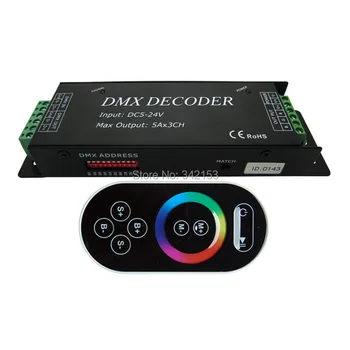 Free Shipping 3 Channel Strip DMX Decoder 5-24V Common Anode + Touch Remote Control DMX100 Portable Lighting Accessories