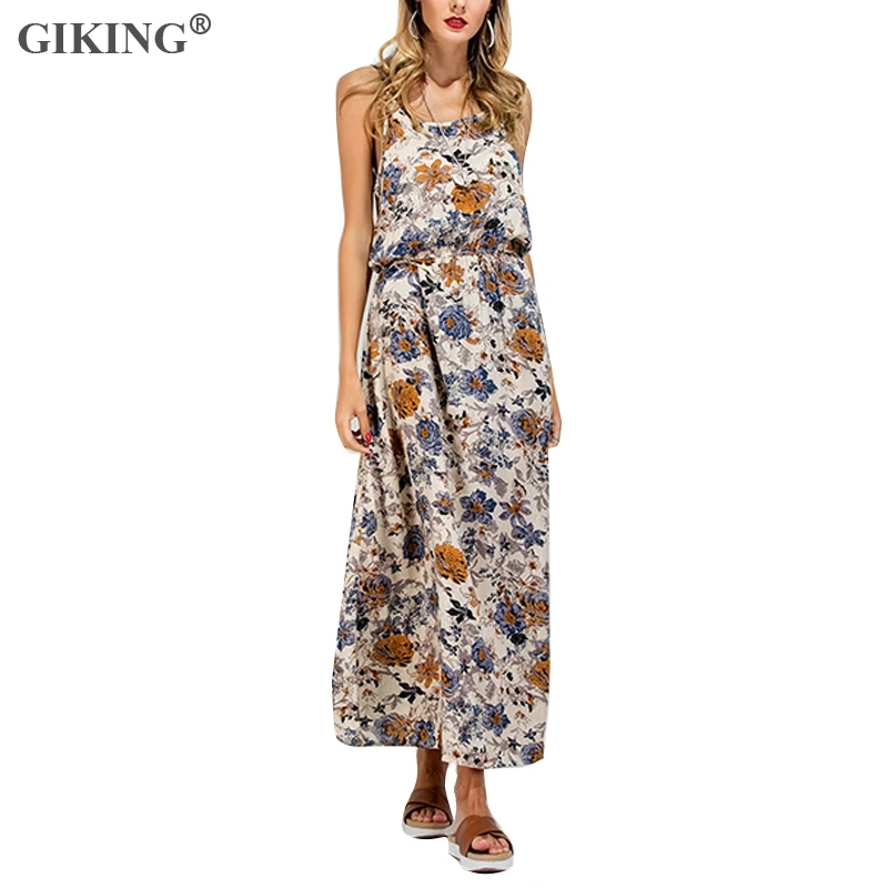 GIKING Boho Style Maxi Summer Dress Women Spaghetti Strap Floral Print Backless Party Dresses Woman Long Holiday Bench Vestidos
GIKING Boho Style Maxi Summer Dress Women Spaghetti Strap Floral Print Backless Party Dresses Woman Long Holiday Bench Vestidos