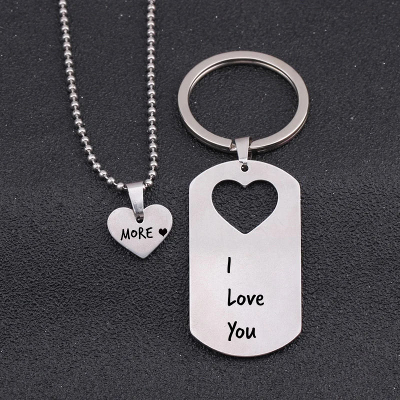 Necklace & Key Chain Pendant Charm Engraved "I Love You More" For Couple Love Souvenir 1 Set Boyfriend Girlfriend Gift Jewelry
Necklace & Key Chain Pendant Charm Engraved "I Love You More" For Couple Love Souvenir 1 Set Boyfriend Girlfriend Gift Jewelry
