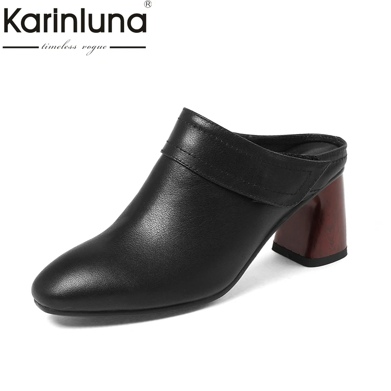 Karinluna 2018 Brand Shoes Genuine Leather Slip On Spring Summer Shoes Pumps Fashion High Heels Woman Mules Pumps 
Karinluna 2018 Brand Shoes Genuine Leather Slip On Spring Summer Shoes Pumps Fashion High Heels Woman Mules Pumps