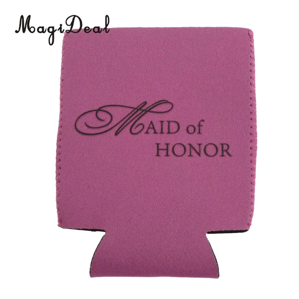 MagiDeal Bride Groom Bridesmaid Maid of Honor Sleeve Protection Insulation Neoprene Can Cooler Hens Night Party Decor