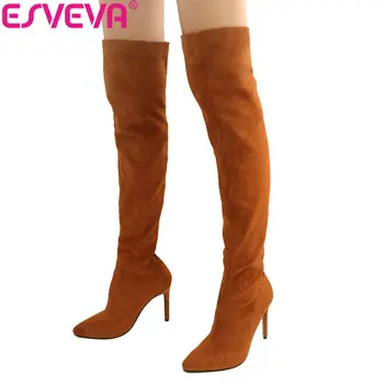ESVEVA 2019 Women Shoes Slim Look Western Style Pointed Toe Over The Knee Boots Slip on Thin High Heels Boots Woman Size 34-43
ESVEVA 2019 Women Shoes Slim Look Western Style Pointed Toe Over The Knee Boots Slip on Thin High Heels Boots Woman Size 34-43